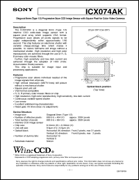 ICX074AK datasheet: Diagonal 8mm(Type 1/2)Progressive Scan CCD ImageSensor with Square Pixel for Color Video Cameras ICX074AK