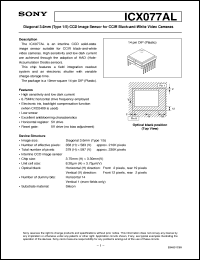 ICX077AL datasheet: Diagonal 3.6mm(Type 1/5)CCD Image Sensor for CCIRBlack-and-White Video Cameras ICX077AL