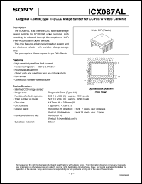 ICX087AL datasheet: Diagonal 4.5mm(Type 1/4)CCD Image Sensor for CCIRB/W Video Cameras ICX087AL