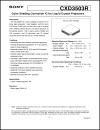 CXD3503R datasheet: Color Shading Correction IC for Liquid CrystalProjectors CXD3503R
