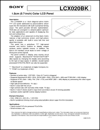 LCX020BK datasheet: 1.8cm(0.7-inch) Color LCD Panel LCX020BK