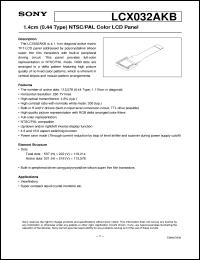 LCX032AKB datasheet: 1.4cm (0.44 Type) NTSC/PAL Color LCD Panel LCX032AKB