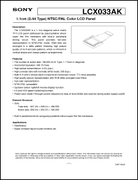 LCX033AK datasheet: 1.1cm (0.44 Type) NTSC/PAL Color LCD Panel LCX033AK