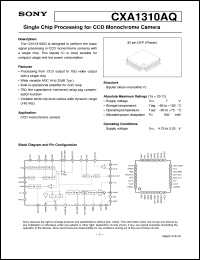 CXA1310AQ datasheet: Single Chip Processing for CCD Monochrome Camera CXA1310AQ