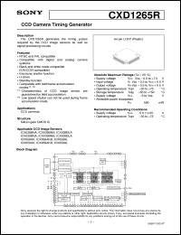 CXD1265R datasheet: CCD Camera Timing Generator CXD1265R