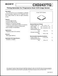CXD2437TQ datasheet: Timing Generator for Progressive Scan CCD ImageSensor CXD2437TQ