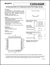 CXD2450R datasheet: Timing Generator for Progressive ScanCCD Image Sensor CXD2450R