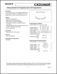 CXD2460R datasheet: Timing Generator for Progressive Scan CCD Image Sensor CXD2460R