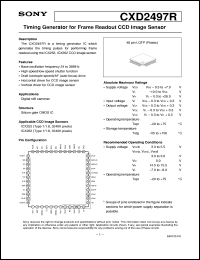CXD2497R datasheet: Timing Generator for Frame Readout CCD ImageSensor CXD2497R