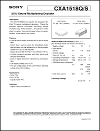 CXA1518S datasheet: EIAJ Sound Multiplexing Decoder CXA1518S