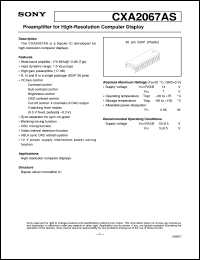 CXA2067AS datasheet: Preamplifier for High-Resolution Computer Display CXA2067AS