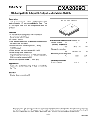 CXA2069Q datasheet: S2-Compatible 7-Input 3-Output Audio/Video Switch CXA2069Q