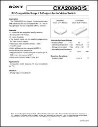 CXA2089Q datasheet: S2-Compatible 5-Input 2-Output Audio/Video Switch CXA2089Q