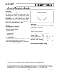 CXA2134Q datasheet: US Audio Multiplexing Decoder CXA2134Q