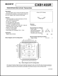 CXB1455R datasheet: VGA/SVGA/XGA 24-bit Transmitter CXB1455R