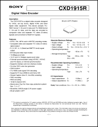 CXD1915R datasheet: Digital Video Encoder CXD1915R