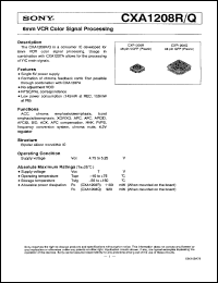 CXA1208R datasheet: 8mm VCR Color Signal Processing CXA1208R