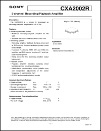 CXA2002R datasheet: 2-channel Recording/Playback Amplifier CXA2002R