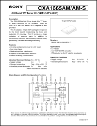 CXA1665AM datasheet: All Band TV Tuner IC(VHF-CATV-UHF) CXA1665AM