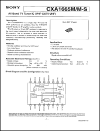 CXA1665M datasheet: All Band TV Tuner IC (VHF-CATV-UHF) CXA1665M