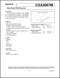 CXA3067M datasheet: Wide Band FSK Receiver CXA3067M