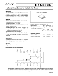 CXA3068N datasheet: L-band Down Converter for Satellite Tuner CXA3068N