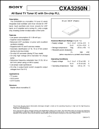 CXA3250N datasheet: All Band TV Tuner IC with On-chip PLL CXA3250N