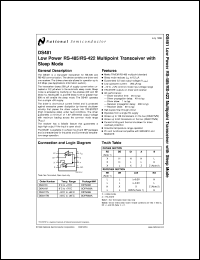 DS481TMX datasheet: Low Power RS-485/RS-422 Multipoint Transceiver with Sleep Mode DS481TMX