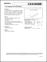 CXA2568M datasheet: RF Amplifier for CD Players CXA2568M