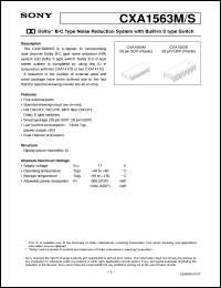 CXA1563S datasheet: Dolby B-C Type Noise Reduction System with Built- in S type Switch CXA1563S