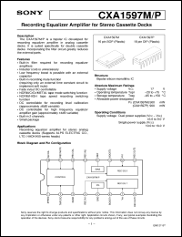 CXA1597P datasheet: Recording Equalizer Amplifier for Stereo Cassette Decks CXA1597P