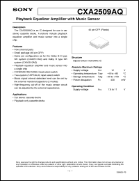 CXA2509AQ datasheet: Playback Equalizer Amplifier with Music Sensor CXA2509AQ