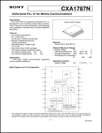 CXA1787N datasheet: 2GHz-band PLL IC for Mobile Communications CXA1787N