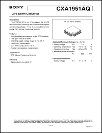 CXA1951AQ datasheet: GPS Down Converter CXA1951AQ