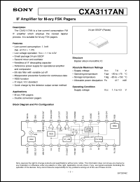CXA3117AN datasheet: IF Amplifier for M-ary FSK Pagers CXA3117AN