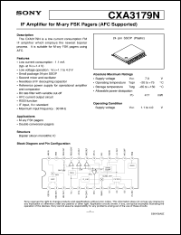 CXA3179N datasheet: IF Amplifier for M-ary FSK Pagers(AFC Supported) CXA3179N