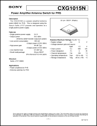 CXG1015N datasheet: Power Amplifier/Antenna Switch for PHS CXG1015N