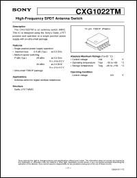 CXG1022TM datasheet: High-Frequency SPDT Antenna Switch CXG1022TM