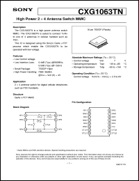 CXG1063TN datasheet: High Power 2 x 4 Antenna Switch MMIC CXG1063TN