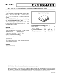 CXG1064ATN datasheet: High Power 2x4 Antenna Switch MMIC withIntegrated Control Logic CXG1064ATN