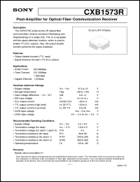 CXB1573R datasheet: Post-Amplifier for Optical Fiber Communication Receiver CXB1573R