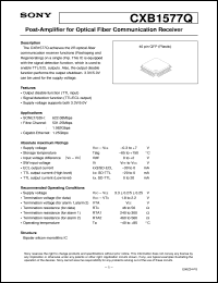 CXB1577Q datasheet: Post-Amplifier for Optical Fiber Communication Receiver CXB1577Q