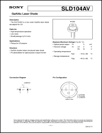 SLD104AV datasheet: GaAlAs Laser Diode SLD104AV