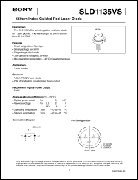 SLD1135VS datasheet: 650nm Index-Guided Red Laser Diode SLD1135VS