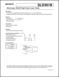 SLD301B datasheet: Block-type 100mW High Power Laser Diode SLD301B
