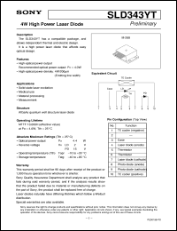 SLD343YT datasheet: 4W High Power Laser Diode SLD343YT