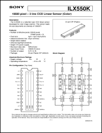 ILX550K datasheet: 10680 pixel x 3 line CCD Linear Sensor(Color) ILX550K