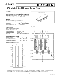 ILX724KA datasheet: 2700-pixel x 3 line CCD Linear Sensor(Color) ILX724KA