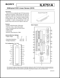 ILX751A datasheet: 2048-pixel CCD Linear Sensor(B/W) ILX751A