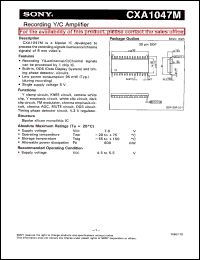 CXA1047M datasheet: Recording Y/C Amplifier CXA1047M